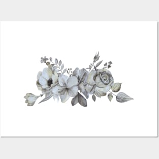 Silver flowers arrangements Posters and Art